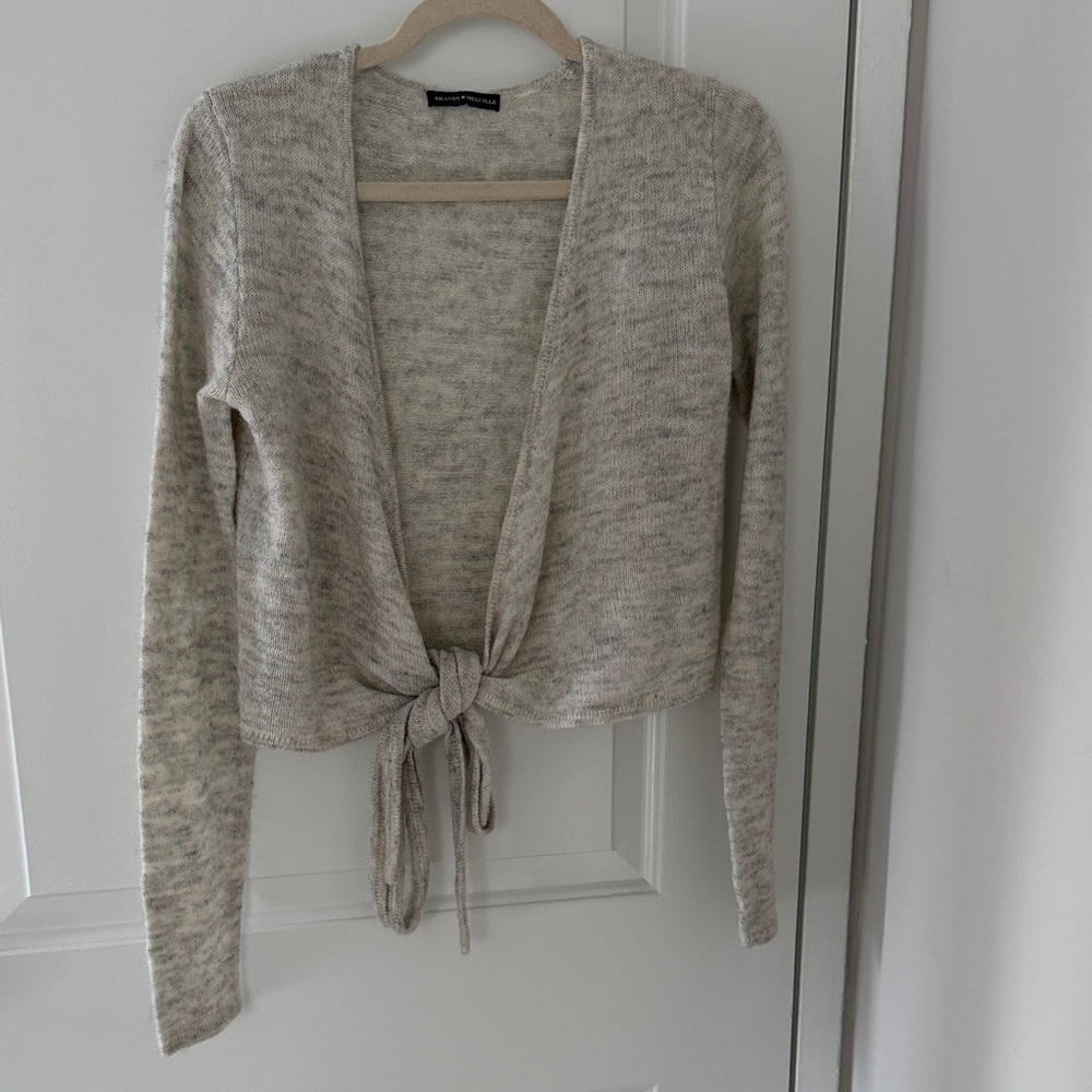 Brandy Melville Light Gray Tie-Front Cardigan